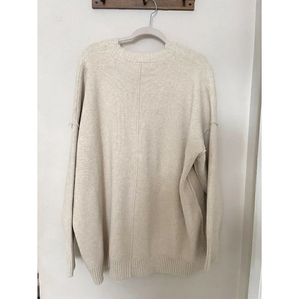 NWT FREE PEOPLE Sz M EAST SIDE OVERSIZED CARDIGAN CARDI SWEATER IN NEUTRAL